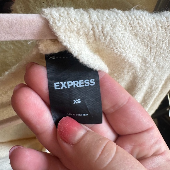 Express Ivory Textured Crew Neck Sweater - Picture 3 of 3